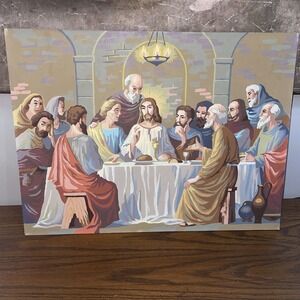 Vintage Paint by Number JESUS LAST SUPPER Painting Religious Art 24 X 18